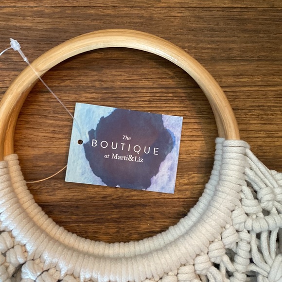 The Boutique at Marti&Liz in Loom Ivory Macrame Wooden Handles - Picture 2 of 5